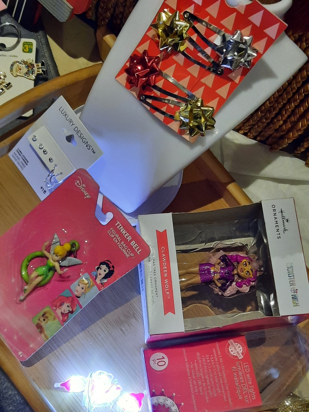 Disney Tinker Bell / Monster High Orn, Festive Bundle, Lights, Earrings, Key Fob